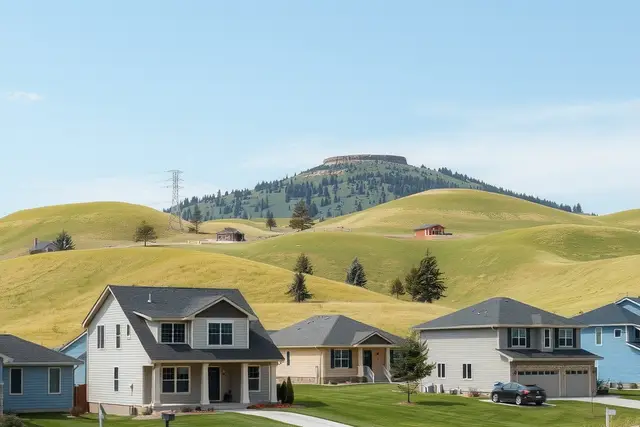 Newer two-story homes on rolling hills in Castle Rock