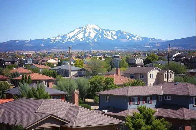 Suburban homes in Colorado Springs with Pikes Peak behind