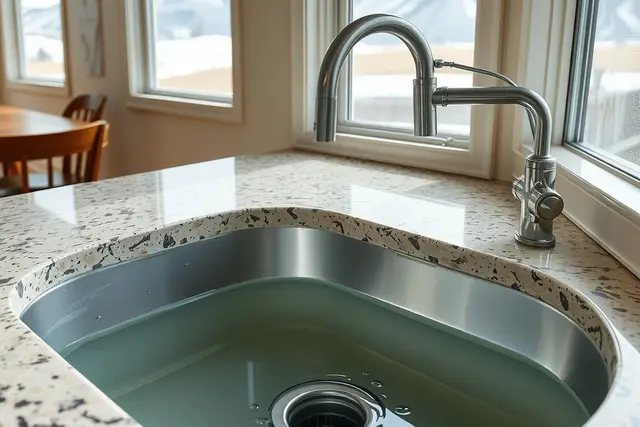 Kitchen sink full of standing water in a Colorado home